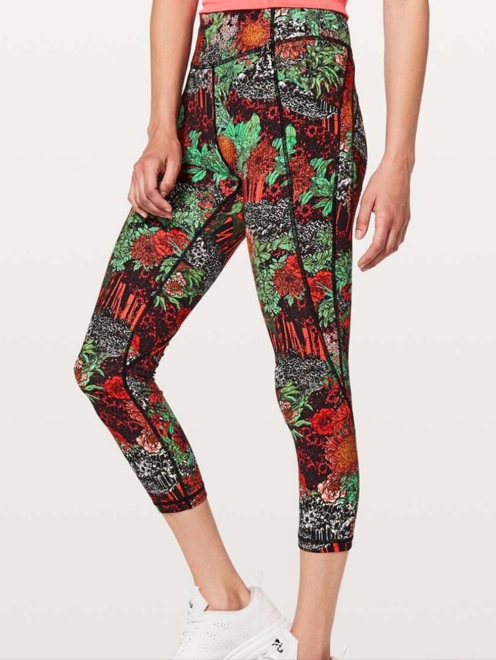 Lululemon Zen Garden Wunder Under Leggings Size 2 Green Red Floral Tropical